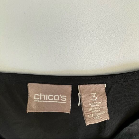 Chicos V-neck embroidered tunic black tassels size XL/16 - Picture 8 of 10